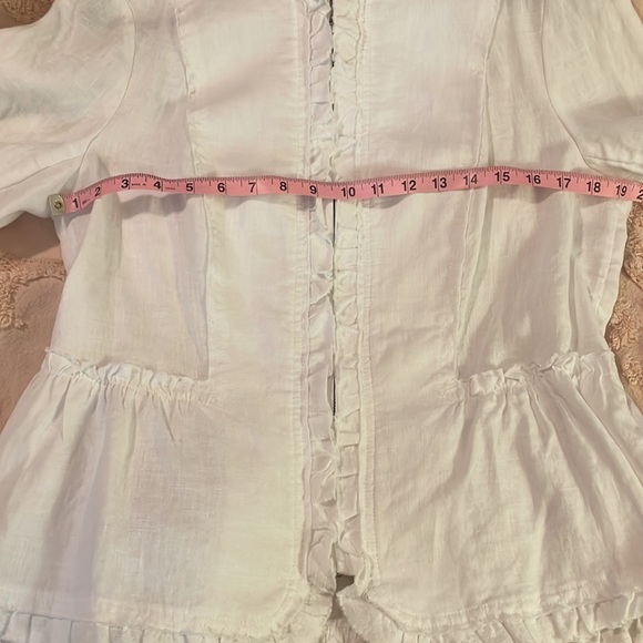 INC White Ruffle Linen Blazer Jacket - Picture 9 of 12